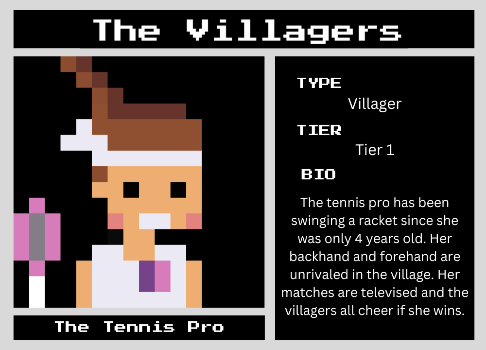 The Tennis Pro biography card